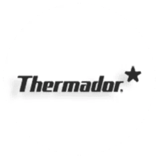 Black "Thermador" logo in bold italic font with a star symbol to the upper right, centered on a plain white background.