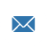 Blue envelope icon centered on a white circular background, representing email or messaging.