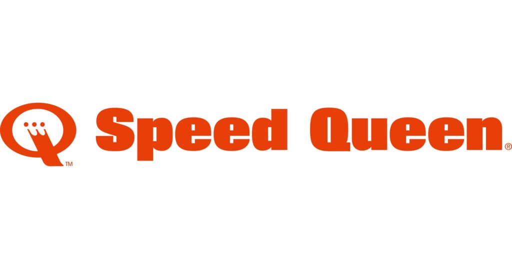The Speed Queen logo with orange text and a stylized "Q" featuring three dots inside the circular part of the letter.